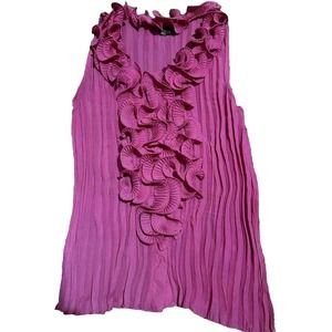 Serenade Women's Sleeveless Pink Ruffled Pleated Top‎ Size S